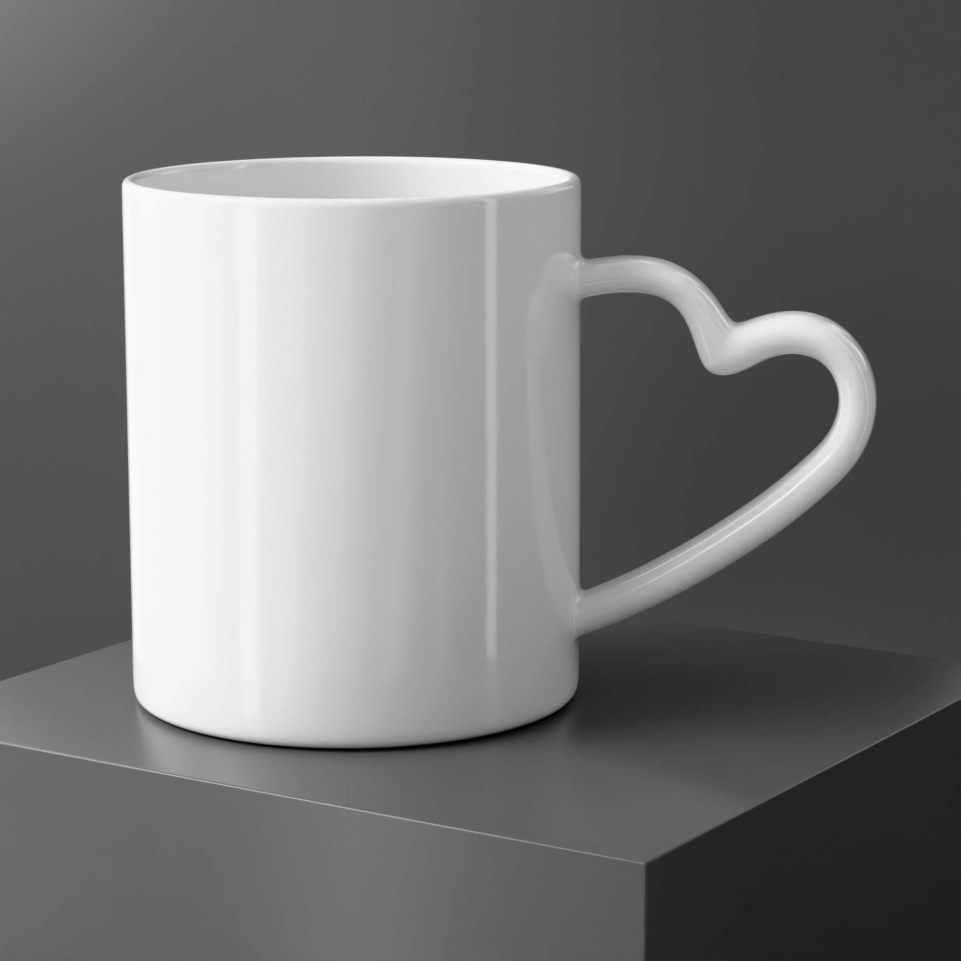 Plain White Heart Handle Mug